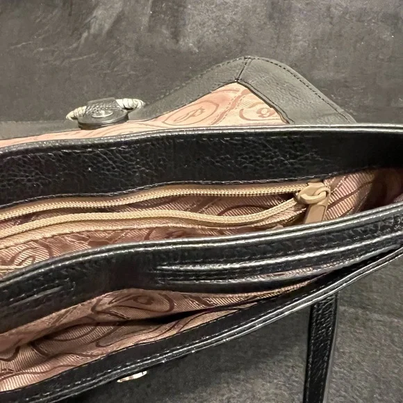 ⭐️SOLD⭐️ Black 🖤 Brighton Leather & Croc 🐊 print shoulder bag 💖 - Picture 11 of 14